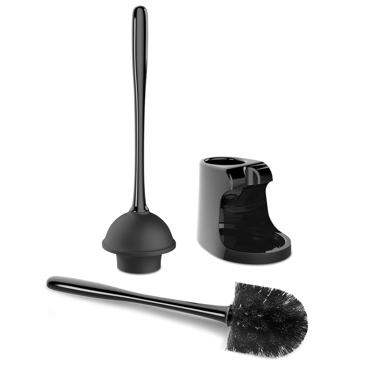 MR.SIGA Toilet Plunger and Bowl Brush Combo for Bathroom Cleaning, Black, 1 Set MR.SIGA