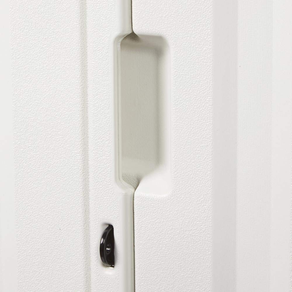 Rubbermaid Resin Outdoor Storage Shed With Floor (7 x 3.5 Ft), Weather Resistant, Beige/White, Organization for Home/Backyard/Garden Tools/Lawn Mower/Bike Storage/Pool Supplies Rubbermaid