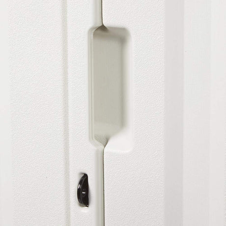 Rubbermaid Resin Outdoor Storage Shed With Floor (7 x 3.5 Ft), Weather Resistant, Beige/White, Organization for Home/Backyard/Garden Tools/Lawn Mower/Bike Storage/Pool Supplies Rubbermaid