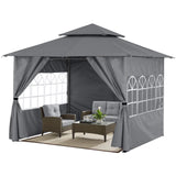 ABCCANOPY 10x12 Outdoor Gazebo - Patio Screened Gazebo with Curtains and Windows for Deck, Lawn and Backyard (Dark Gray) ABCCANOPY