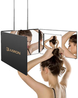 JUSRON 360 Viewing Angle Self Hair Cutting Mirror, Clear Anti-Fog HD Glass (Black Without LED Without Accessories) JUSRON