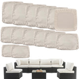 TECOSARA Outdoor Cushion Covers Replacement 14 Pcs Patio Cushion Covers fit for 7Pieces 6-Seater Wicker Rattan Sectional Couch Sofa Outdoor Cushion Slipcovers Set Seat and Back Cover Only, Beige TECOSARA