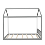 Bellemave Gray Wooden Queen Size Montessori House Bed Frame for Kids Bellemave