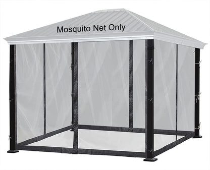 DOOSARG Gazebo Mosquito Netting, 10x10 Canopy Mosquito Netting, Black Universal Replacement Mosquito Netting Screen Walls, (Mosquito Net Only)