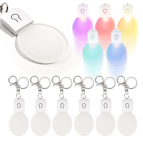 PYD Life 12 Pack Sublimation LED Keychains Acrylic Blanks Oval White 2.6" x 1.9",1/6" Thick(4 mm) Light Up 7 Colors Sublimation Night Light Blanks PYD Life