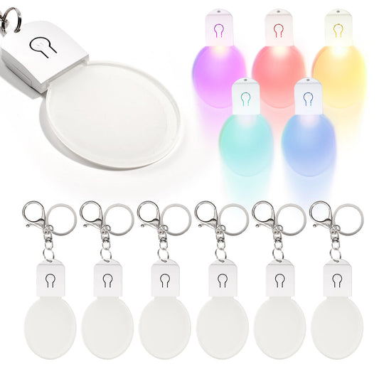 PYD Life 12 Pack Sublimation LED Keychains Acrylic Blanks Oval White 2.6" x 1.9",1/6" Thick(4 mm) Light Up 7 Colors Sublimation Night Light Blanks