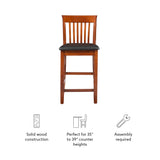 Linon Triena Red Cherry Wood Black Vinyl Padded Seat - 24 inch Linon