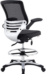 Modway Edge Drafting Chair - Reception Desk Chair - Flip-Up Arm Drafting Chair in Black Modway