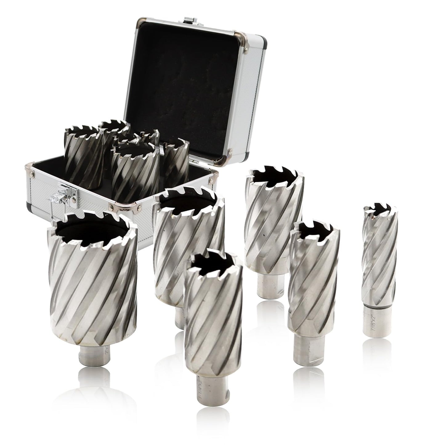 Yunnergo HSS Annular Cutter Set 13Pcs 7/16" to 1-1/16" Cutting Diameter, 6Pcs 7/8"- 2" Cutting Diameter, with 3/4 Inch Welded Shank, Mag Drill Bits Kit CNC Machined Cutters (2" Cutting Depth, - WoodArtSupply