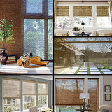 LANTIME Wood Cordless Roman Shades, Lined Blackout Bamboo Window Shades Blinds, Rubkhari LANTIME