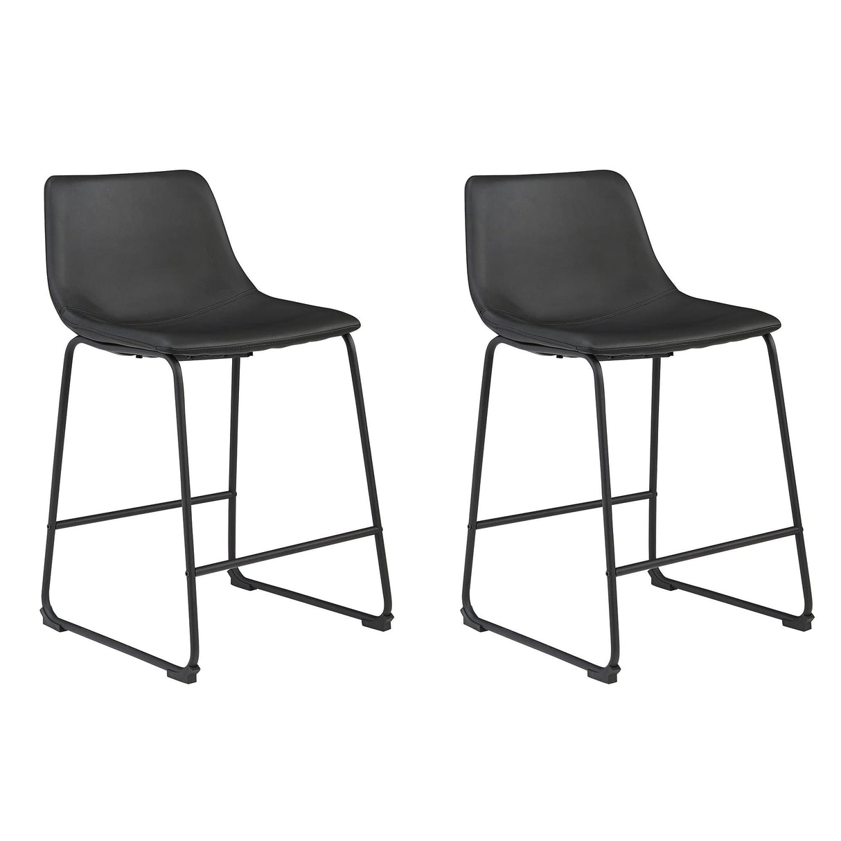 Signature Design by Ashley Centiar 24" Counter Height Modern Bucket Barstool, 2 Count, Black Signature Design by Ashley