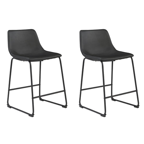 Signature Design by Ashley Centiar 24" Counter Height Modern Bucket Barstool, 2 Count, Black Signature Design by Ashley