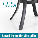 PHI VILLA Patio Round Side Table with Metal Frame and Wooden Like Surface, 19" Small Heavy Duty Outdoor End Table for Garden Yard Lawn PHI VILLA