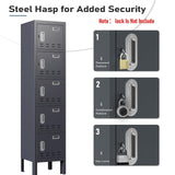 BUTISOW Metal Lockers - 66" Height Steel Lockers for Employees with 5 Door Storage Locker with Card Slot for Employees Gym School Home Office Garage - Assembly Required BUTISOW