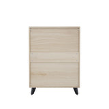 Angel Sar Rattan Shoe Cabinet for Entryway, Slim Shoe Storage Cabinet with 2 Flip Drawers, Hidden Shoe Organizer, Shoe Rack Cabinet with Metal Legs, Natural Wood Angel Sar