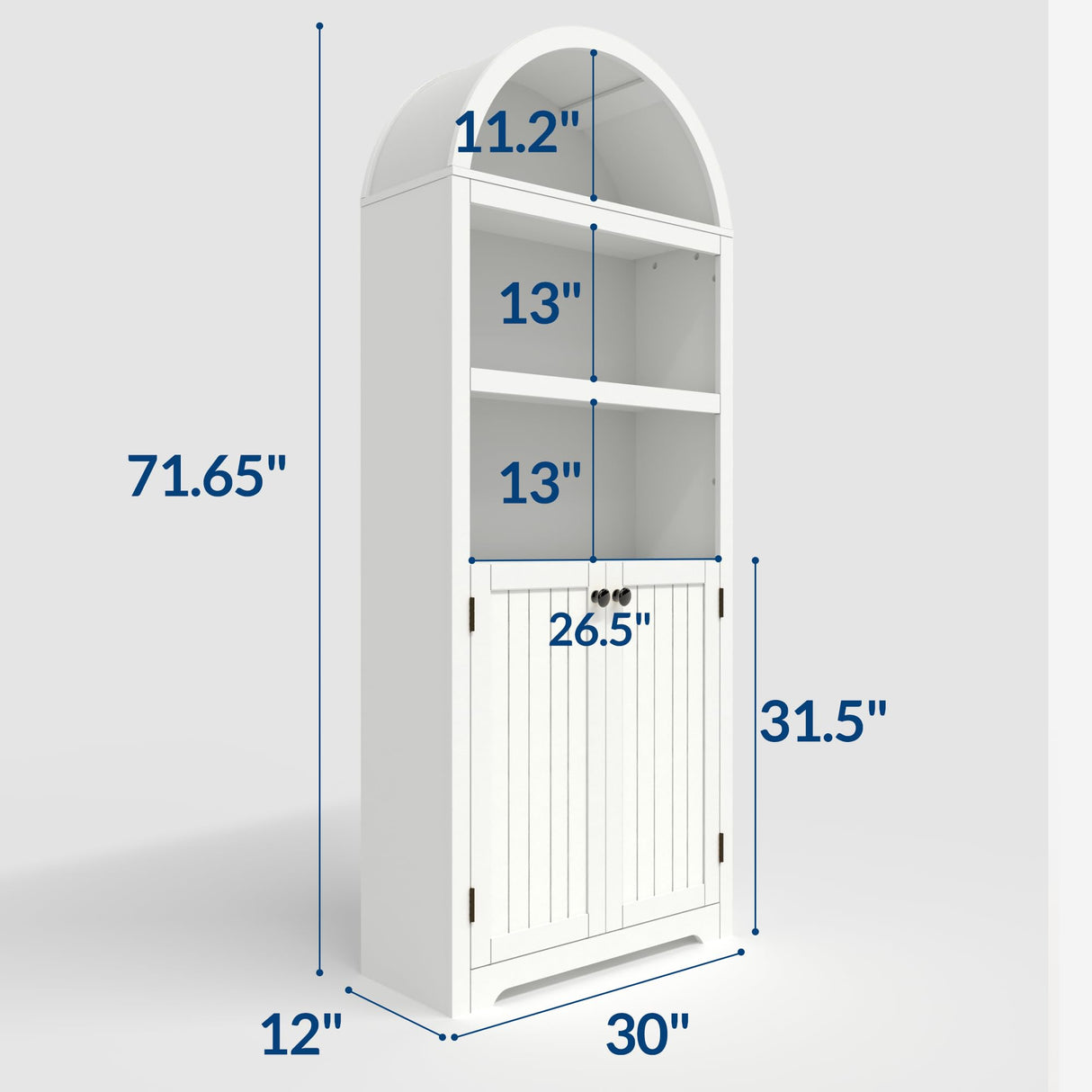 GarveeHome 72" Tall Arched Pantry Cabinet with Doors, 5-Tier Kitchen Pantry Cabinet with Adjustable Shelf & Black Handles, Wood Storage Cabinet for Dining Room, Kitchen, Living Room, White GarveeHome