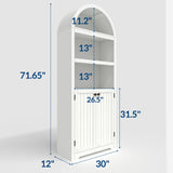 GarveeHome 72" Tall Arched Pantry Cabinet with Doors, 5-Tier Kitchen Pantry Cabinet with Adjustable Shelf & Black Handles, Wood Storage Cabinet for Dining Room, Kitchen, Living Room, White GarveeHome