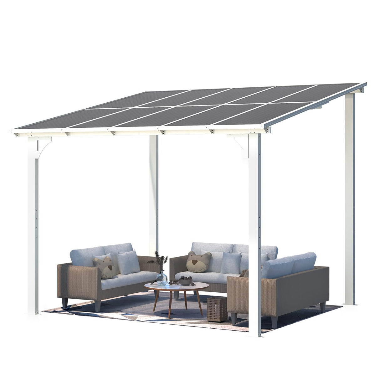 AECOJOY 10' x 8' Pergolas and Gazebos on Clearance in White, Large Wall Mounted Pergola, Outdoor Patio Lean to Gazebo Metal Awnings for Decks,Patio, Porch, Backyard and More AECOJOY