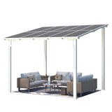 AECOJOY 10' x 8' Pergolas and Gazebos on Clearance in White, Large Wall Mounted Pergola, Outdoor Patio Lean to Gazebo Metal Awnings for Decks,Patio, Porch, Backyard and More AECOJOY