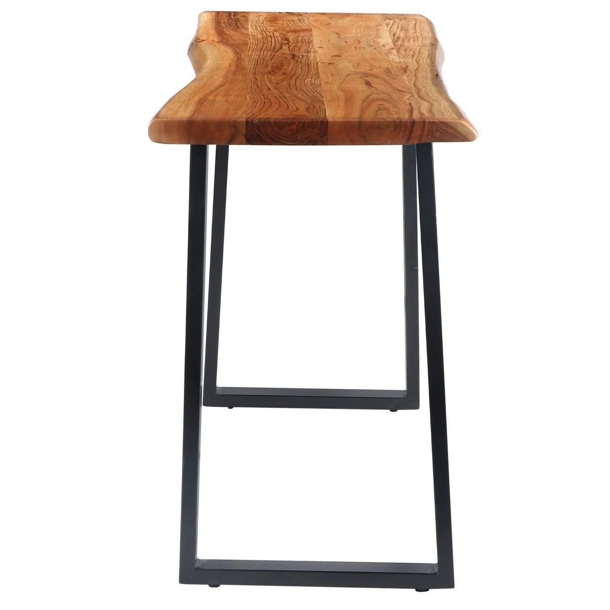 The Urban Port Tup 195122 Industrial Wooden Live Edge Desk with Metal Sled Leg Support, Brown and Black TUP THE URBAN PORT