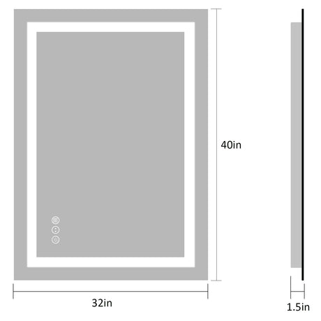 Amorho LED Bathroom Mirror 40"X32" with Front and Backlit, Stepless Dimmable Wall Mirrors with Anti-Fog, Shatter-Proof, Memory, 3 Colors, Double LED Vanity Mirror (Horizontal/Vertical) Amorho