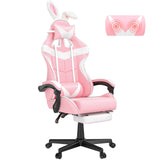 Soontrans Pink Gaming Chair with Footrest,Lovely Bunny Computer Gamer Chair,Gamer Desk Chair for Granddaughter,Sister,Girlfriend,Wife and Love (Pink) Soontrans