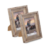 Rustic Barnwood Picture Frames 8x10 - Set of 2 - Natural Reclaimed Wood Real Glass - Handcrafted Vintage Distressed, 1 3/4" Frame Width WOOD SIDE ORBIS