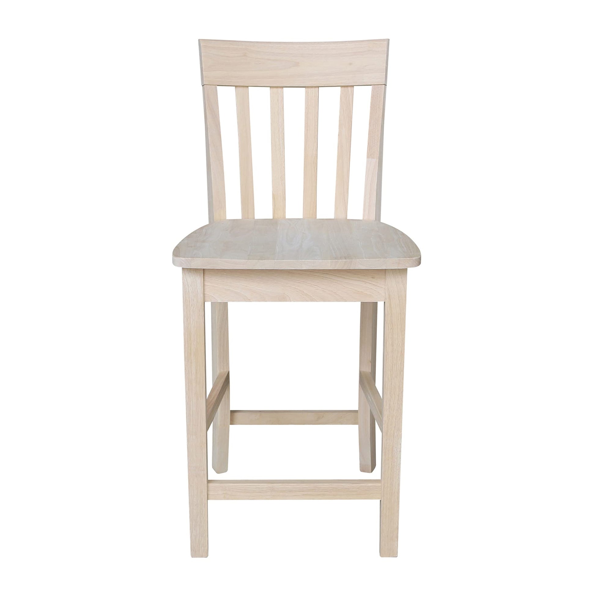 International Concepts Slat Back Stool, 24-Inch SH, Unfinished - WoodArtSupply