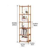 YGYQZ Bookshelf, 6-Tier High Vertical Book Shelf with Large Capacity, DIY Stackable Wooden and Metal Bookshelf Organizer, Suitable for Living Rooms, Offices, Bedrooms, and Studies YGYQZ