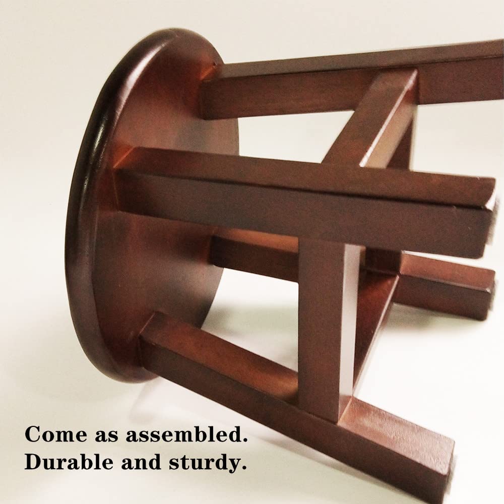XDSTOOL Solid Wood Stool 10 inch Wooden Stool for Kids Small Short Stool Shoe Changing Step Stool Round (Brown Round) XDSTOOL