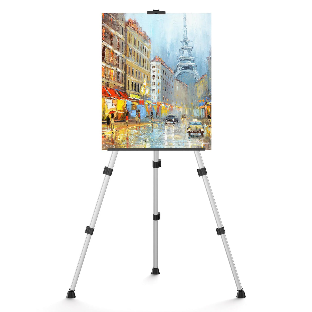 Art Easel Stand for Painting or Sign, Portable Adjustable 66 inches Display Tripod Artist Floor Aluminum Metal Easel with 1 Bag for Table-top/Floor Drawing, Sturdy for Canvases Displaying - Silver Mayyol