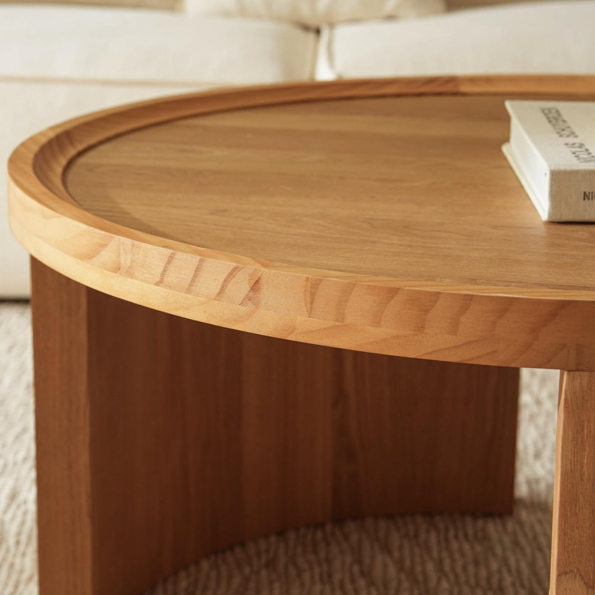 FAME HOME Round Nesting Coffee Table Set of 2,31.5" Large & 18" Small Low Tables with Wood Look Top,Space-Saving Side Tables for Living Room,Bedroom,Office,Minimalist Center Table Set (Brown, L+S) FAME HOME