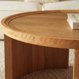 FAME HOME Round Nesting Coffee Table Set of 2,31.5" Large & 18" Small Low Tables with Wood Look Top,Space-Saving Side Tables for Living Room,Bedroom,Office,Minimalist Center Table Set (Brown, L+S) FAME HOME