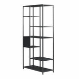 REALROOMS Shadwick 6-Shelf Metal Bookcase Room Divider for Living Room or Bedroom, Black REALROOMS