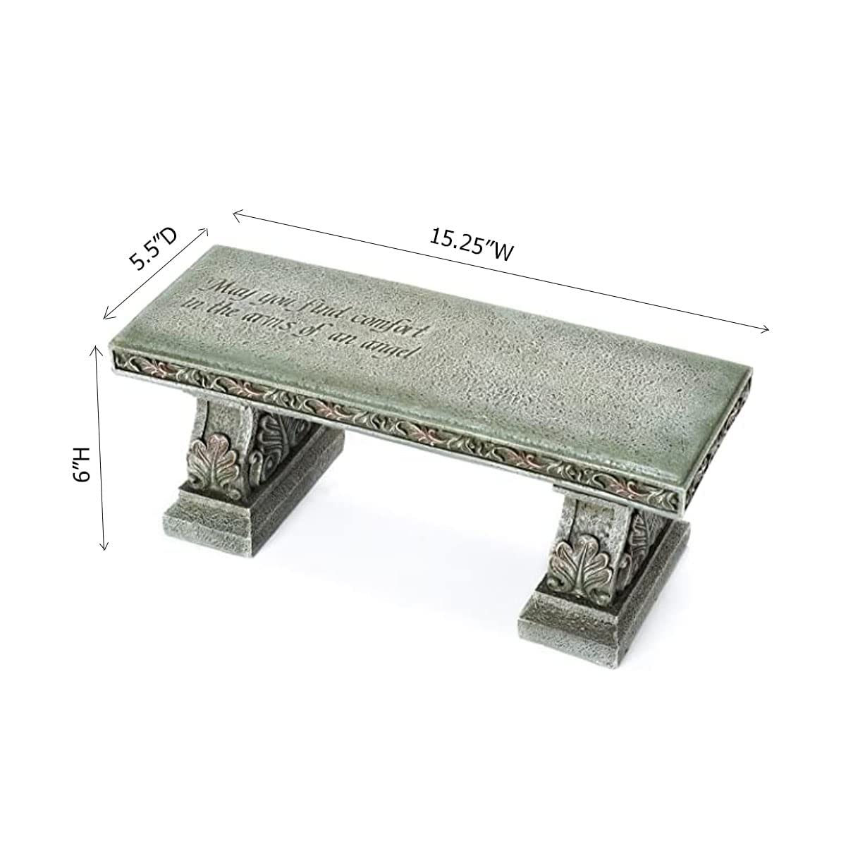 Roman Memorial Bench with Verse Inscribed on Top, 15.25-Inch, Resin, Small Roman