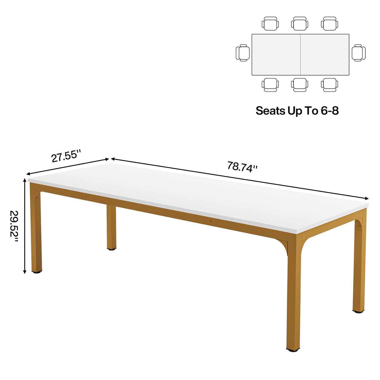 Tribesigns 6.5FT Conference Table, 78.7 Inche Rectangle Meeting Seminar Table, Large Business Tables for 6-8 People (Only Table)