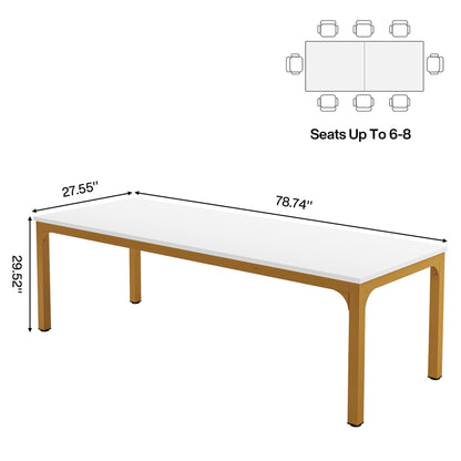 Tribesigns 6.5FT Conference Table, 78.7 Inche Rectangle Meeting Seminar Table, Large Business Tables for 6-8 People (Only Table)