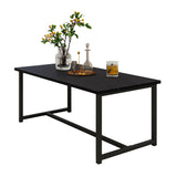 VERFARM 35.4" Rectangular Coffee Table for Living Room, Modern Industrial Style Coffee Table Center Table with Metal Frame for Small Space, Apartment, Office, Easy Assembly, Black VERFARM