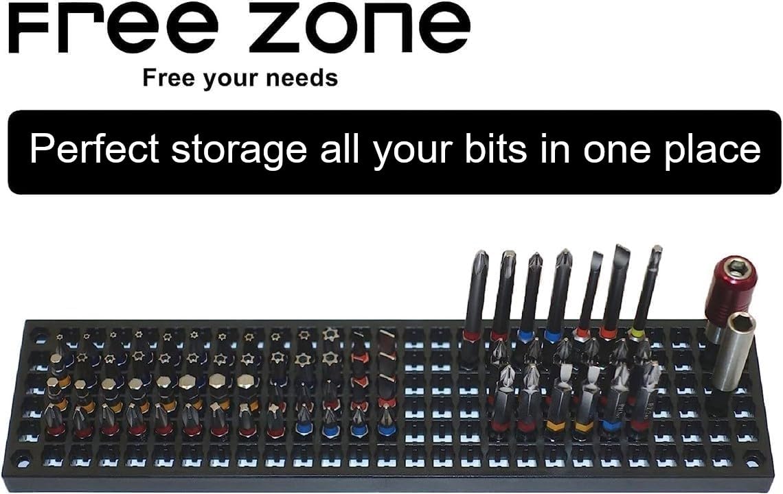 FREE ZONE - Bit Organizer Set (Black) | 158 Hole Bit Storage | 1/4 Inch Hex Bit & Drive Bit Adapter Storage | Screwdriver Toolbox Organizer | Tools are Not Included FREE ZONE Free your needs