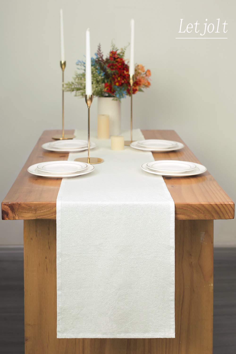 Letjolt White Table Runner 72 Inches Long Rustic Table Runner Cotton Table Runner Plain Table Runner Letjolt