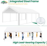 COBIZI 13x26 Party Tent Heavy Duty for Parties, Galvanized Wedding Event Shelter, Large Outdoor Gazebo with Removable Sidewall & Built-in Sandbag, Carpas para Fiestas, Waterproof, White COBIZI