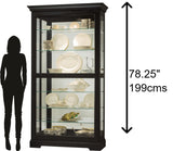 Howard Miller Tyler II Curio Cabinet - Modern Black Satin Storage Cabinet with Locking Glass Doors - Adjustable Shelves & Adjustable Levelers Perfect for Home Decor, Dining or Bedroom Display Howard Miller