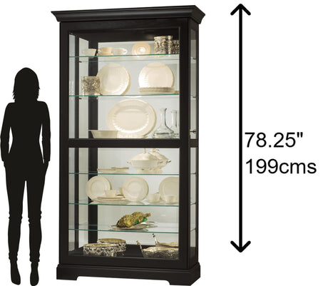 Howard Miller Tyler II Curio Cabinet - Modern Black Satin Storage Cabinet with Locking Glass Doors - Adjustable Shelves & Adjustable Levelers Perfect for Home Decor, Dining or Bedroom Display Howard Miller