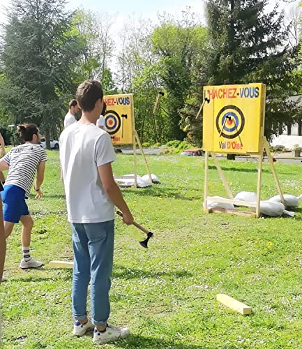 WICING Throwing Axes 3 Pack, 16.2-inch Throwing Tomahawks High Carbon Steel & Wooden Handle, for Axe Throwing Recreation and Competition WICING