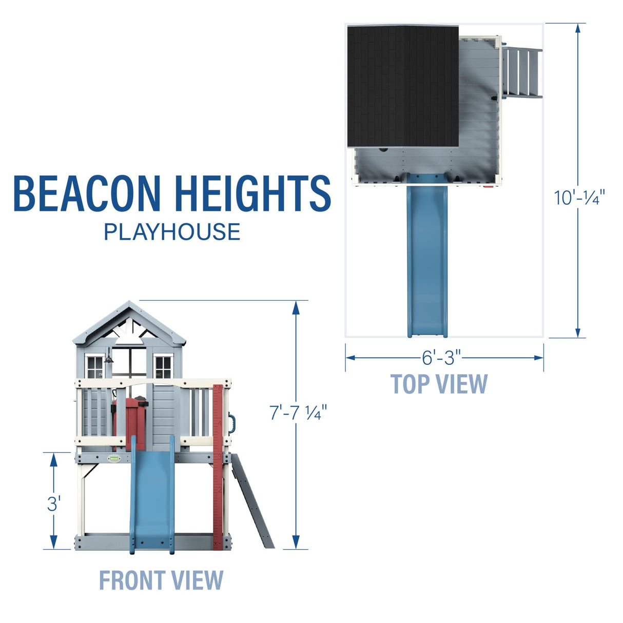 Backyard Discovery Beacon Heights Elevated Cedar Playhouse, Play kitchen, Powered Blender, Working Bell, 6 ft Wave Slide, Wrap-Around Deck, Flat Step Ladder, Growth Chart Backyard Discovery