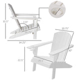 Outsunny Adirondack Chair with Cup Holder, All Weather Patio Chair HDPE Lounger, Fire Pit Seating High Back and Wide Seat for Outdoor, Backyard, Garden, Deck, Lawn, White Outsunny