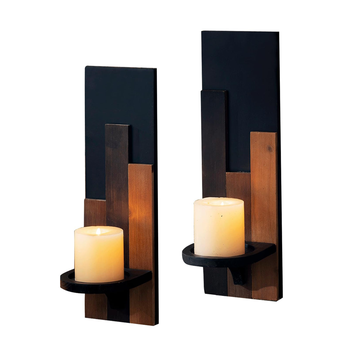 AimtoHome Wall Sconce Candle Holder Wall Mounted Wood Candle Holders for Home Decoration Wall Mounted Decorative Candle Holder, Set of 2 AimtoHome