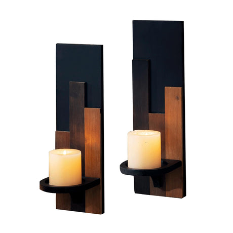 AimtoHome Wall Sconce Candle Holder Wall Mounted Wood Candle Holders for Home Decoration Wall Mounted Decorative Candle Holder, Set of 2 AimtoHome