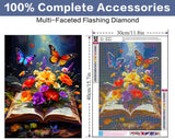 Flowers Diamond Painting Kits for Adults - 5D Butterfly Diamond Art Kits for Beginners, DIY Round Diamond Painting Flowers Art Crafts, are Great for Decorating Home Walls and Holiday Gifts 12X16Inch Xylogist