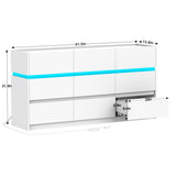 OTUTUMUS White Dresser of 9 Drawers - 61” Wide Chest of Drawer Organizer, Modern TV Stand Storage Cabinets with Large Wood Drawers for Bedroom, Living Room, Entryway, Hallway OTUTUMUS